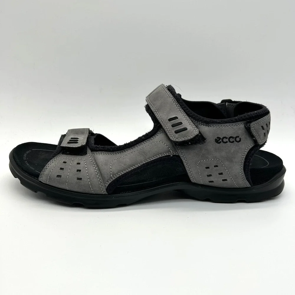ECCO Yucatan Sport Sandals Mens 46 Grey Nubuck Adjustable Hiking Outdoor 3211